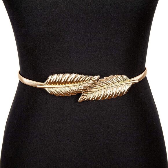 ✨🍃 Leaf Buckle Stretchy Elastic Greek Goddess Gold Silver Metal Dress Belt NEW - Picture 14 of 16